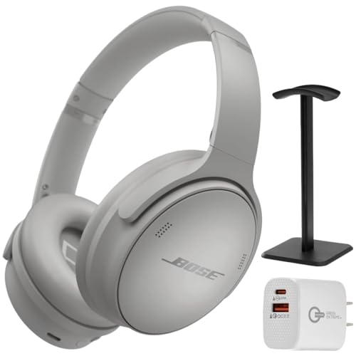 Bose QuietComfort Bluetooth Headphones, Wireless Headphones with Active Over Ear Noise Cancelling and Mic, + Green Extreme 20W 2-Port Wall Charger (Moonlight Grey)