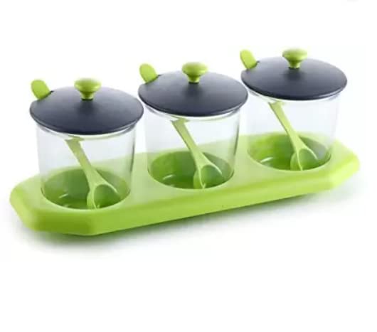 Buy KS CONCEPTS Condiment Spice Jar Container with Lids, Spoons and ...