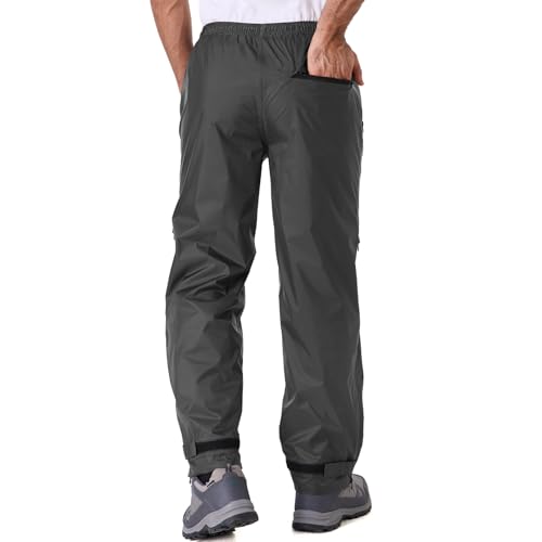Men's Rain Pants Full Zip Waterproof Rain Over Trousers Lightweight Windproof for Outdoor Hiking Golf Work2