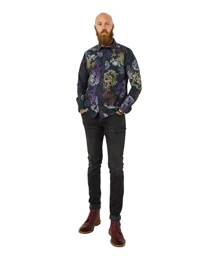 Joe Browns Men's Large Paisley Print Long Sleeve Shirt, Black, L