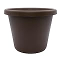 The HC Companies 17 inch Round Classic Planter - Plastic Plant Pot for Indoor Outdoor Plants Flowers Herbs, Chocolate