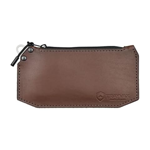 Trayvax Renegade Zipper Wallet, Leather Credit Card Holder Coin Pouch for Men and Women, Riveter Brown Cover