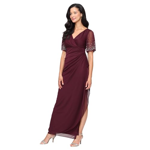 Image of Alex Evenings Women's Long Stretch Sequin Bodice Mother of The Bride Dress with Empire Waist (Petite and Regular Sizes)