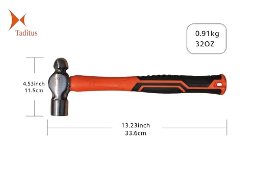 2-Piece Hammer Set, TPR Ball Peen 32 oz and Straight Claw 26 oz Hammers, Black - Image 4