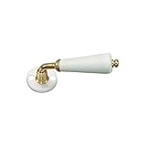 Décor : Blanc / Laiton MERIGOUS Poignée de porte en porcelaine - Décor : Blanc/Laiton - Diamètre : 50 mm - Longueur : 110 mm - Matériau : Porcelaine et laiton - Saillie : 62 mm