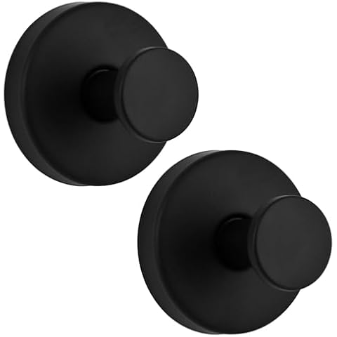 PUXING 2 Pack Suction Cup Hooks for Shower Towel Hooks for Bathroom Waterproof No Drill Towel Hooks Stainless Steel Shower Hooks Bath Robe Hooks for Hanging up to 15 lbs(Color:Black) Cover