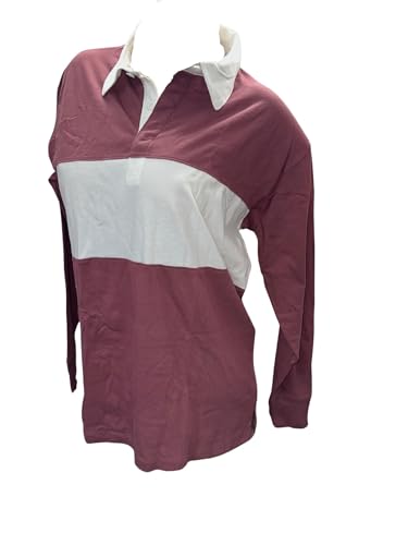 Polo de rugby à manches longues femme rose Victoria's Secret en coton col classique