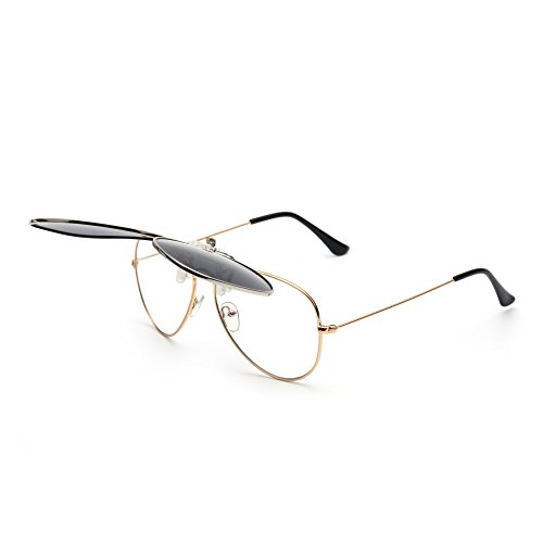 Retro Clip on Aviator Sunglasses Polarized Flip up Lenses Driving Eyeglasses Men3