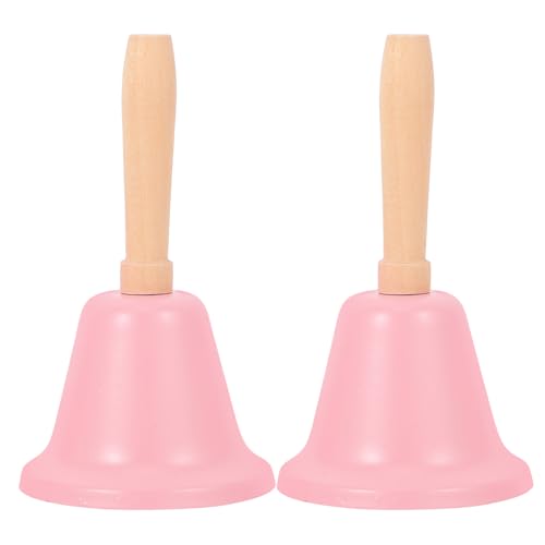 Kichvoe 2 Campanillas Navideñas de Metal con Asa, Color Rosa, 11,4 X 6,3 Cm, para Restaurante, Bar, Hotel, Fiesta Y Decoración Navideña.