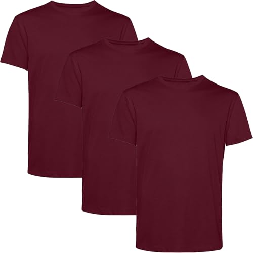 Men’s T-Shirts Multipack | Crew Neck Short Sleeve | 100% Cotton | Casual, Gym, Work, DIY, or Events | Comfortable & Durable Plain T-Shirts | Pack of 3 Maroon XL