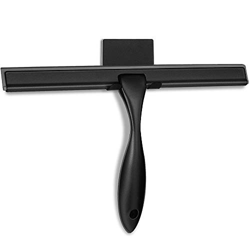 AOLLEN Raclette de douche en acier inoxydable pour porte de douche, salle de bain, fenêtre et vitre de voiture - Noir - 30,5 cm Cover