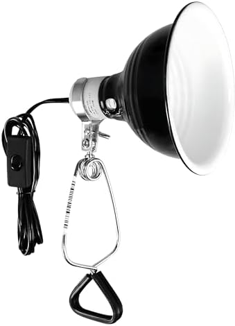 Fluker's Repta-Clamp Lamp — side view showing full product dimensions