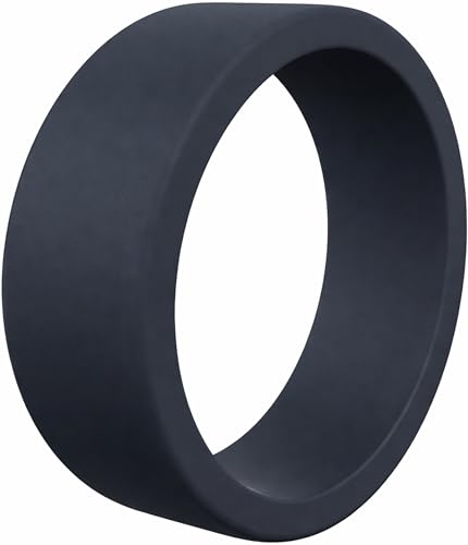 QALO Men's Silicone Wedding Ring, Basic, Gunmetal, Size 14