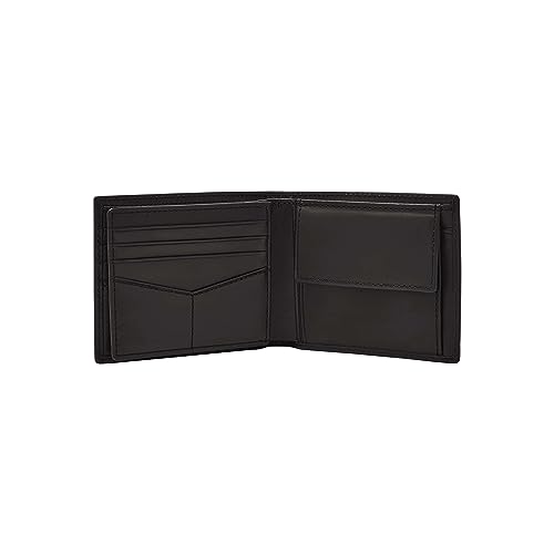 Image of Fossil Men's Wallet, Derrick Leather RFID-Blocking Wallet, Bifold with Coin Pocket, Black