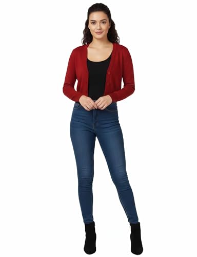 Image of Allsense Women's Cropped Bolero Shrug Cardigan | 3 /4 Sleeve, Button Down, Lightweight Knit Sweater