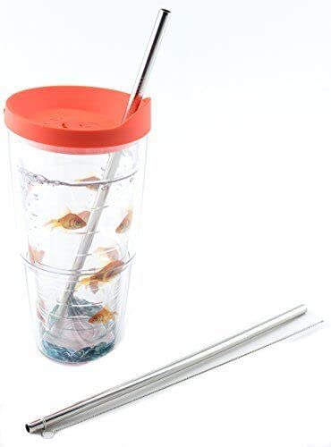 Stainless Steel Straws Compatible With Tervis Tumbler 24 Oz Travel Insulated Clear Drinking Cup Lid Cocostraw Brand #TOP22