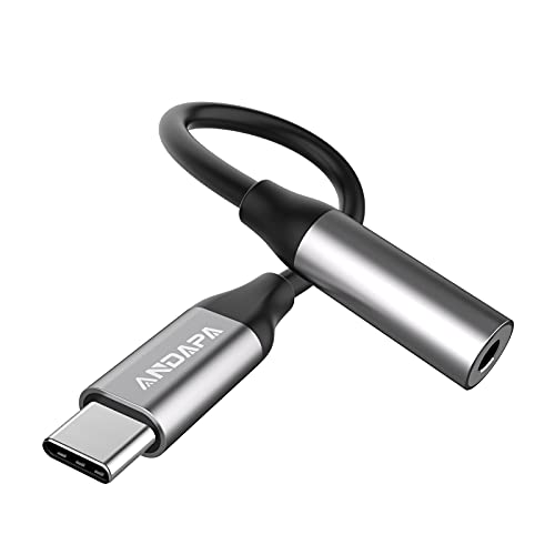 ANDAPA USB C to 3.5mm Audio Adapter, Compatible with iPhone 15 16 17 Pro Max/15 16 17 Plus Samsung Galaxy S21 S20 Ultra S20+ Note 20 10 S10 S9 Plus iPad Pro