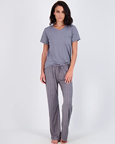 Real Essentials Women’s Pajama Sets Ladies Short Sleeve V-Neck Tops Pants Bottoms Bamboo Pijama Mujer Comfy Soft Pj Fashion Sleepwear Lightweight Sleep Lounge Night Wear, Set 6, Xxl, Pack Of 2 #TOP3