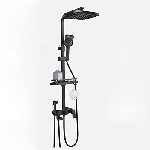 Ensemble robinet de douche noir en laiton mural avec mitigeur eau chaude et froide