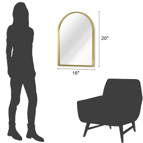 Image of Arch Wall Mirror Aluminum Alloy Frame Bathroom Wall Mirror for Vanity Living Room, Bedroom Entryway Room Home Decor 20 inchx16 inch