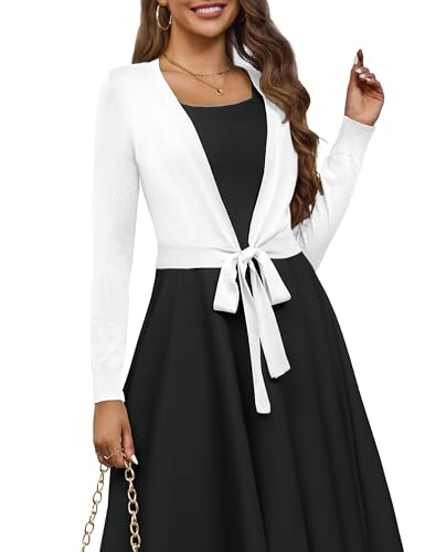 VOIANLIMO Women's Cardigan Knit Sweaters Long Sleeve Cropped Tie Front Bolero Shrug for Dresses S-XL2