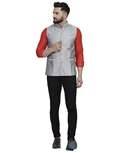 Image of B BEN MEN'S DHUPION SILK NEHRU JACKET