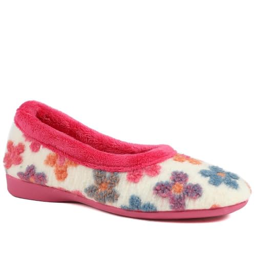 Pavers Soft Floral Full Slippers - Pink Multi Size 7