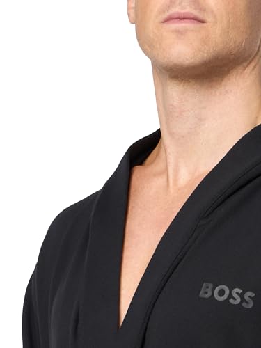 BOSS Mens French Terry Cotton Robe With Iconic Flag Belt Detail3