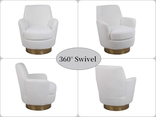 KEIKI Teddy 360° Swivel Barrel Chair with Gold Stainless Steel Base, Accent Round Single-seat Upholstered Reading Sofa Armchair for Nursery, Reading, Living Room, Bedroom, Lounge, Hotel, Ivory Teddy by KEIKI - Image 4