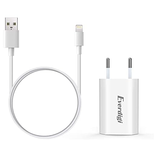 Everdigi Cargador Enchufe Adaptador USB Cable de Carga para Phone Blanco Tres Pies 5W