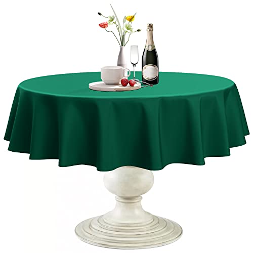Softalker Round Tablecloth, Waterproof & Stain Resistant Table Cloth Wrinkle Free Fabric Washable 210GSM Polyester Table Cover for Spring/Party/Outdoor - 60 inch,Green