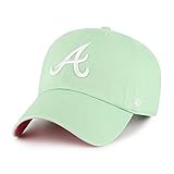 Offizielles Lizenzprodukt \'47 Atlanta Braves Ballpark Clean Up Dad Hat Baseballkappe, Schierling / Berry Pink, Einheitsgr��e