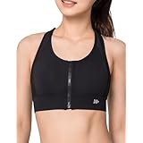 イベット スポーツブラ 揺れない 脇高 前開き 吸汗速乾 大きいサイズ ハイサポート 内蔵成型カップ ファスナー レディース スポーツブラジャー トレーニング ジム スポブラ ブラック M