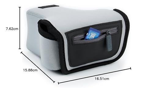 USA Gear Funda Cámara Reflex DSLR con Protección de Neopreno, Presilla para Cinturón y Almacenamiento de Accesorios - Compatible con Nikon D3400, Canon EOS Rebel SL2, Pentax K-70 y más - Gris