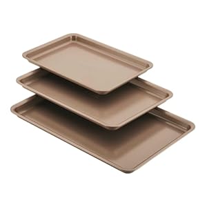 Anolon Gourmet Nonstick Bakeware Set with Nonstick Cookie Sheets / Baking Sheets – 3 Piece, Bronze Brown
