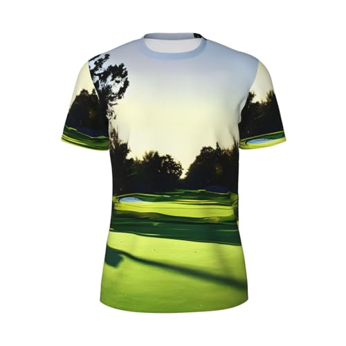 WOPQS Golf Course - Camiseta de manga corta para hombre, de malla, para verano, uso diario, entrenamiento, esencial, Negro, L