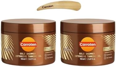 Carroten Gold Shimmer Tanning Gel - 2 Pack, 5 oz Each + Spatula