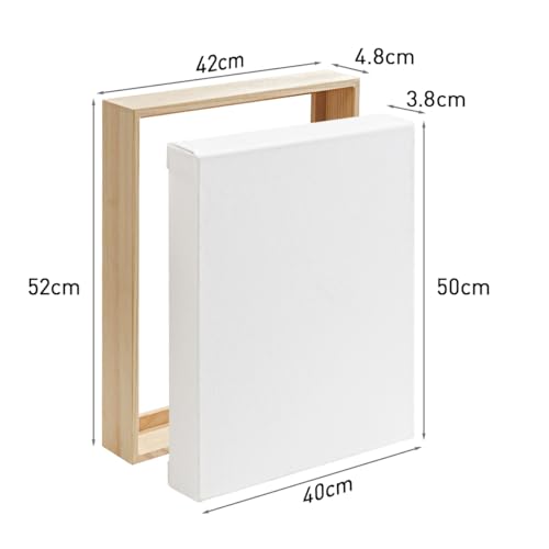 Colour Splash 40x50cm Stretched Canvas with Pinewood Frame (1pk), 3.8cm Deep Edge, 4.8cm Pine Frame, Linen & Cotton Blend, Medium Grain, Triple-Primed 450gsm, Durable Blank Canvas for Oil & Acrylic
