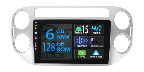 [6+128GB] Keconsing 9 Pulgadas Android 15 Autoradio para VW Tiguan 2010-2016 Radio Carplay Stereo Estéreo Inalambrico Car Play GPS Auto Navi Bluetooth Navegación Reproductor Pantalla táctil FM SWC