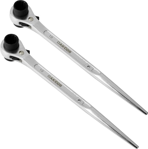 Image of DAKCOS 2 Pieces 19mmx22mm OR 3 /4 inchx7 /8 inch 12 Point Double Ended Socket Ratcheting Podger Scaffold Spud Wrench,Silver