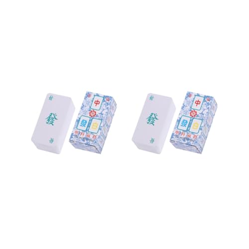 2のセット伝統的な中国麻雀 青と白の磁器麻雀 中国麻雀