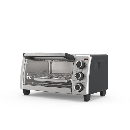 BLACK+DECKER 4-Slice Toaster Oven, TO1313SBD, Even Toast, 4 Cooking Functions Bake, Broil, Toast and Keep Warm, Removable Crumb Tray, Timer