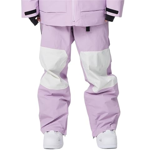 Pantalones de esquí for Hombre y Mujer, Ropa térmica Gruesa, Impermeable, a Prueba de Viento, Transpirable, Pantalones cálidos de Invierno, Ropa de Snowboard for Exteriores(Purple-White,S)