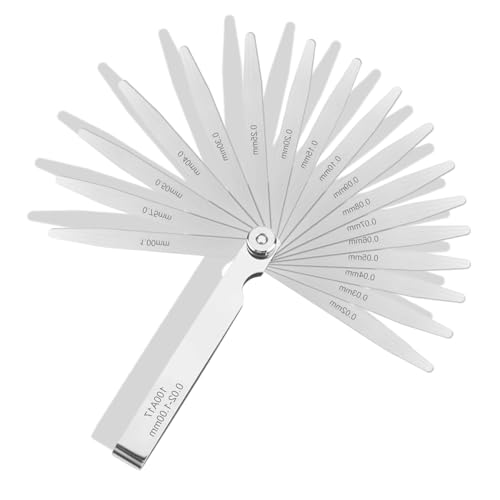fKiZanthene Jeu de Cale d’Épaisseur 17 Lames 0.02-1.00 mm en Acier Inoxydable, Jauge d’Épaisseur Pliable pour Réglage de Soupapes, Calibration et Mesure...