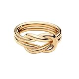 Layered Knot Silk Scarf Ring Brooch for Women Dainty Infinity Love Knots Double Line Shawl Scarves Buckle Wrap Clasp Clip Finger Ring Size 8 Dress Accessories Jewelry (Gold-Toned)