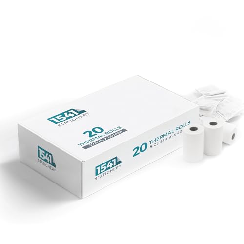 Thermal Till Rolls 57mm x 40mm 20 Rolls BPA-Free Card Machine Paper for PDQ Terminals Cash Registers and Thermal Printers Clear Reliable Printing for Retail Hospitality and Takeaway Use