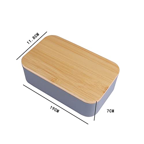 Lunc Boxes Scatola portapranzo in Legno dai Colori Moderni, Utilizzabile nel microonde e nel detersivo, 2 Scomparti, a Prova di perdite, Adatta per Le Famiglie
