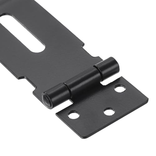 Image of PATIKIL 3 Inch Door Locks Hasp Latch, 2Pcs Stainless Steel Hinge Lock Padlock Clasp Hasp Lock Latch Door Gate Lock Hasp with Screws for Cabinet Drawer, Black