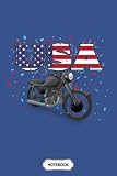  Usa Motorbike A67422 Notebook: Diary, Matte Finish Cover, Journal, Lined College Ruled Paper, 6x9 120 Pages, Planner