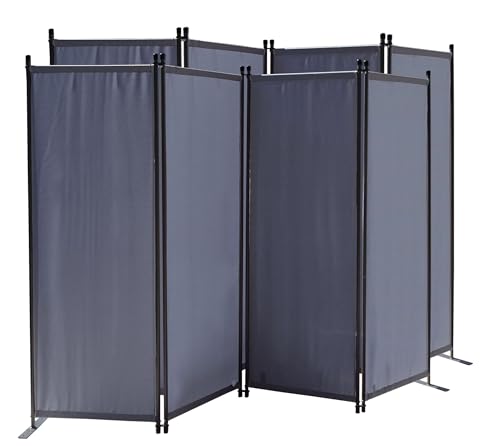 QUICK STAR 2 Stück Paravent 4 Teilig 165 x 220 cm Grau - Garten & Balkon Sichtschutz Stellwand Innen & Außen - Raumteiler Trennwand Faltbar Blickdicht & Wetterfest